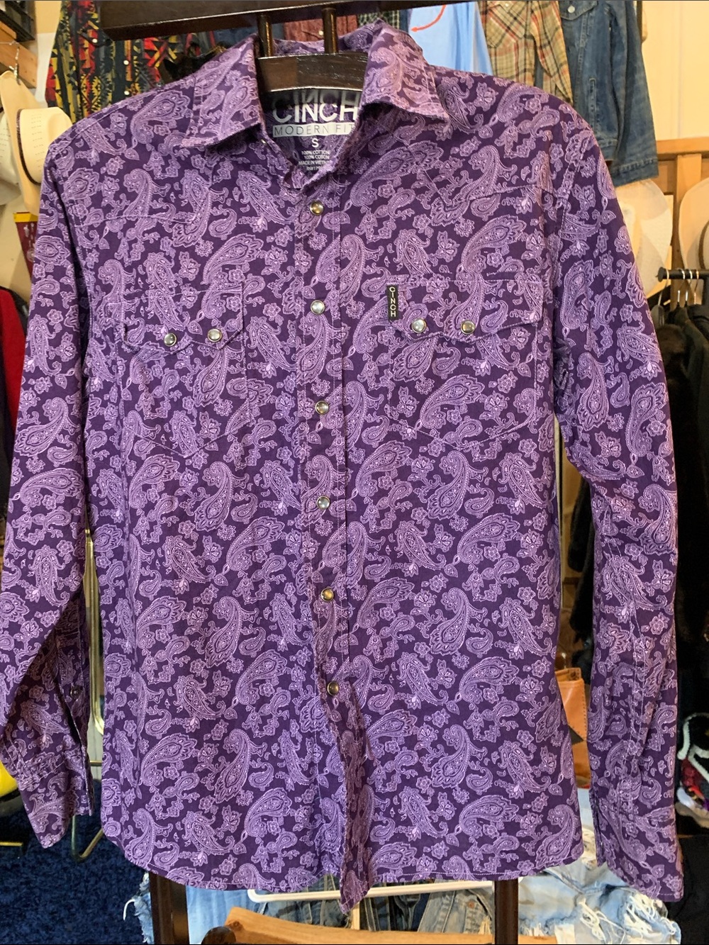 Cinch Purple Paisley Button-Down Western Shirt